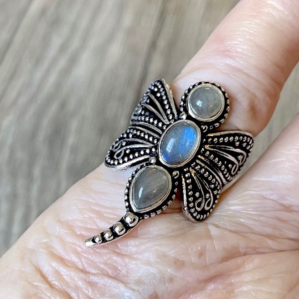 Moonstone Dragonfly Ring - Picture 2 of 6